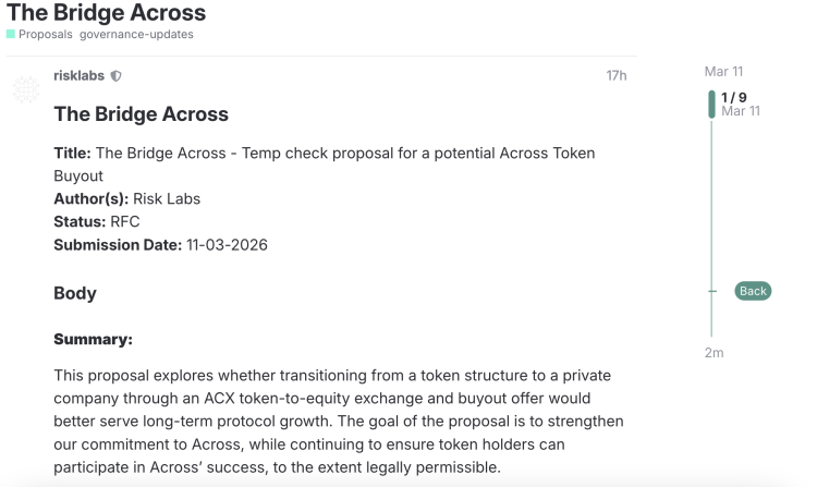 以股权置换代币，Across带头「叛变」，DAO模式遭遇现实拷问