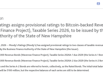 比特币进入公债市场，穆迪给出全球首个加密抵押债券评级