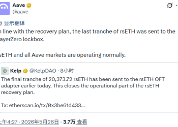 Kelp DAO 4亿美元坏账兜住了，但Aave付出了120亿美元的代价