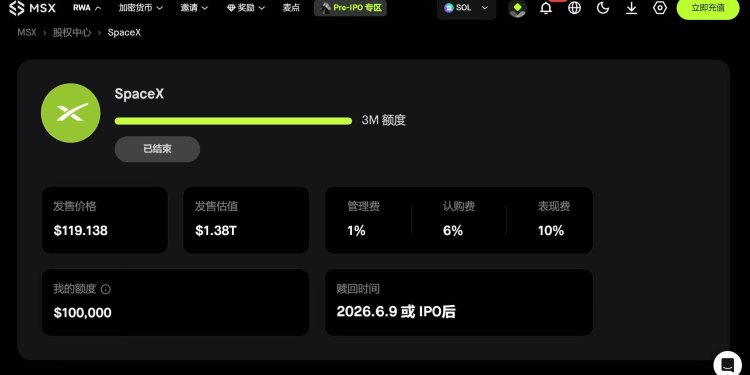 “119到176美元”：SpaceX上市背后，MSX又一次跑通Pre-IPO闭环