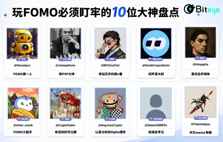 玩FOMO必须盯牢的10位大神盘点